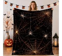 Glowing Spider Web Gothic Theme Halloween Throw Blanket 50x60 Inch