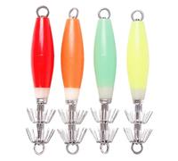 Glowing Squid Jigs Hook 4Pcs Cuttlefish Sleeve Saltwater Fishing Lures Baits Jigs In Dark With Stainless Needle Squid Jig Hook
