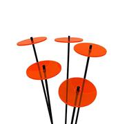 Glowing Sun Discs Set of 5 SunCatcher Garden Decor Ornaments Small Stakes 25cm, 10 inch high Outdoor Yard Accessory Lovely Gardeners Gift, Colour:fluorescent Orange