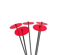 Glowing Sun Discs Set of 5 SunCatcher Garden Decor Ornaments Small Stakes 25cm, 10 inch high Outdoor Yard Accessory Lovely Gardeners Gift, Colour:fluorescent Red