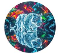 Glowing Tiger 1000 Pieces Jigsaw Animal Circular Jigsaw for Adults And Kids Modern Unique Challenge Games Scene Creative 1000pcs (67.5x67.5cm)