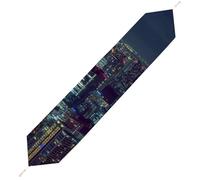 Glowing Tower Tokyo Japan Night Scene Plush Table Runner Boho Country Farmhouse Kitchen Dining Table Decoration 229*33cm
