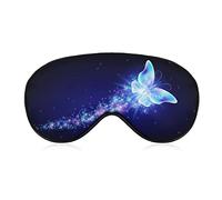 Glowing Transparent Butterfly Sleep Mask Blindfold Blue Sparkle Stars Adjustable Super-Smooth Soft Eye Mask Cover for Men Women Travel and Nap
