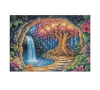 Glowing Tree Cave Forest Wild Nature Rural 300 Piece Jigsaw Puzzle for Adults Garage Wall Art Man Cave Decor No Duplicate Pieces for Men 300 PCS