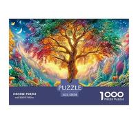 Glowing Tree, Crescent Moon, Deer, Butterflies, And A Forest Stream 1000-Piece Jigsaw Puzzle Multicolor Style - Educational Toy for Kids Age 12+ & Adults 52x38cm/1000pcs