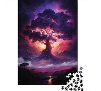 Glowing Tree Wall Art Print Adult Jigsaw Puzzle, 1000 Pieces, 38x26cm/1000pcs, for Calm Hands-on Time after Work; White Card with A Low-dust Finish