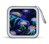 Glowing Up Jelly Fish Funny CD Case 40 Capacity DVD Holder Portable Storage Disc Binder Wallet for Car Home Travel