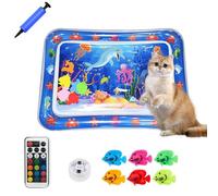 Glowing Water Mat For Cats, Ocean Breeze Splashland For Cats, 2025 Upgrade Lighted Water Mat For Cat, Glow Pad for Cat, Libiyi GlowPad, Indoor and Outdoor Cooling Play (A)