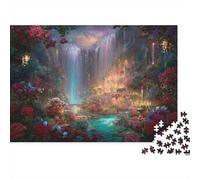 Glowing Waterfall 1000 Piece Jigsaw Puzzle Enchanted Lake Premium Cardboard Gift for Mom/dad Anxiety Relief 70x50cm/1000pcs