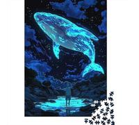 Glowing Whale Above Water, Boy Watching 1000 Piece Jigsaw Puzzle, 52x38cm/1000pcs, for Adults, Fresh Winter Hobby, Screen-Free Leisure And A Calmer Routine