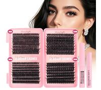 Glowing Win Cluster Lashes Kit with Lash Glue&Remover 544pcs Individual Eyelashes 60D 100D 120D 150D False Eyelashes Individual Kit D Curl Strip Eye Lashes Book Mix 10-16mm