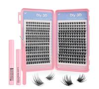 Glowing Win Individual Eyelashes 360pcs Cluster Lashes Kit with Lash Glue&Remover&Tweezer Mix 2 Styles Natural False Eyelashes book Individual Kit D Curl Strip Eye Lashes Clusters 10-16mm