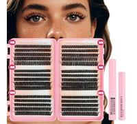 Glowing Win Individual Eyelashes 580pcs Cluster Lashes Kit with Lash Glue&Remover 60D 80D 100D D Curl Strip Eye Lashes Book Natural False Eyelashes Individual Kit Mix 10-16mm