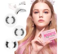 Glowing Win Magnetic Eyelashes with Applicator 3 Pairs Magnetic Eye Lashes Natural Look No Glue Needed Reusable False Eyelashes Without Eyeliner Easy to Wear and Remove