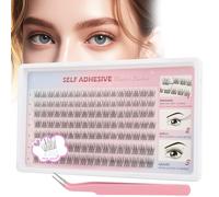 Glowing Win Pre Glued Eyelashes 119Pcs Self Adhesive Cluster Lashes Individual Kit with Tweezer No Glue Needed Reusable Press-On Eye Lashes Natural Wispy Easy to Apply 10-14MM
