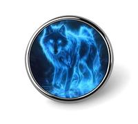 Glowing Wolf Round Metal Badges Decorative Brooches Fashionable Lapel Pin for Hat Backpack Clothing