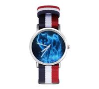 Glowing Wolf Woven Strap Watch Multicolor Wristwatch Non-Scale Analog Watches for Men Women Birthday Gift