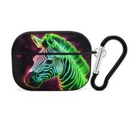 Glowing Zebra Airpod Pro Case AirPods 2 Case for Women Hard Shell Protective Cover with Carabiner Keychain Compatible with AirPods Case 2nd 1st Generation, Front LED Visible Black