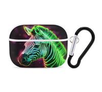 Glowing Zebra Airpod Pro Case AirPods 2 Case for Women Hard Shell Protective Cover with Carabiner Keychain Compatible with AirPods Case 2nd 1st Generation, Front LED Visible White
