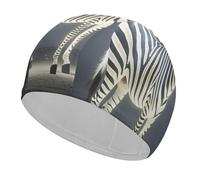 Glowing Zebra Bathing Cap High Elasticity Swimming Caps Fit Both Long Hair Short Hair Comfortable Large Shower Cap for Drag Reduction and Hair Protection