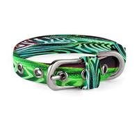 Glowing Zebra Dog Collar Adjustable Pet Collar Stainless Steel D-Ring Collar Oxford Cloth Cat Collar Strap with Metal Buckle for Small Medium Dog