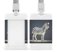 Glowing Zebra ID Badge Holder with Lanyard Vertical Hanging Name Card Holder Detachable Name Tag Clips with ID Window Suitable for Nurse Teacher Office Use
