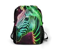 Glowing Zebra Sports Drawstring Backpack,Packsack with Shoe Compartment And Wet Proof Pocket for Youth
