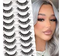 Glowingwin Cat Eyelashes Volume 3D Hybrid Natural Look Fake Russian Strip Lashes 10 Pairs Dramatic Fluffy Handmade Reusable D Curl False Eyelashes