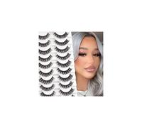 Glowingwin Russian Strip Lashes Volume 3D Hybrid Strip Lashes 10 Pairs Cat Eye Lashes Natural Look Russian Eyelashes Dramatic Fluffy D Curl Strip