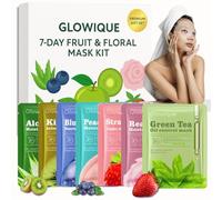 Glowique 7-Day Fruit Face Mask Kit - Hydrating & Brightening Vitamin C Face Masks | Korean-Inspired Treatments & Masks | Clay Face Mask, Charcoal Mask & Eye Mask Skincare for Radiant Face Care