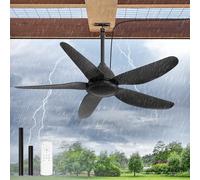 Glowivia 46" Outdoor Ceiling Fan No Lights,IP65 Waterproof Gazebo Fan with Remote Control 6-Speeds DC Motor,Plug in Hanging Fan without Light for Patio Porch Pergola