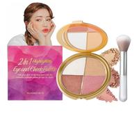 Glowjiu Glow Gallery Highlighting Eye and Cheek Palette, Eyeshadow and Highlighter Makeup, 4 In 1 Highlight Shades Makeup for Blush, Portable Compact Multi Purpose Makeup Palettes Contour Kit (1PC)