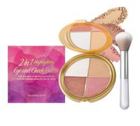 Glowjiu Glow Gallery Highlighting Eye and Cheek Palette,Eyeshadow And Highlighter Makeup,Metallic Shimmer Eye & Cheek Palette,4-In-1 Highlight Shades Makeup for Blush,Suitable for All Skin Types,8.8g