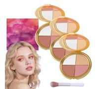 Glowjiu Glow Gallery Highlighting Eye & Cheek Palette,Eyeshadow And Highlighter Makeup,Makeup Palettes Contour Kit,4-In-1 Highlight Shades Makeup for Blush,Makeup Palettes (3 Pcs)