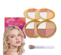 Glowjiu Glow Gallery Highlighting Eye & Cheek Palette,Eyeshadow And Highlighter Makeup,Makeup Palettes Contour Kit,4-In-1 Highlight Shades Makeup for Blush,Makeup Palettes (2 Pcs)