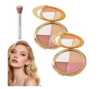 Glowjiu Glow Gallery Highlighting Eye & Cheek Palette,Metallic Shimmer Eye & Cheek Palette,Eyeshadow And Highlighter Makeup,4-In-1 Highlight Shades Makeup for Blush,M-akeup Palettes,Day Gifts (2PC)