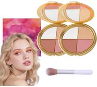 Glowjiu Glow Gallery Highlighting Eye & Cheek Palette,Metallic Shimmer Eye & Cheek Palette,Eyeshadow And Highlighter Makeup,4-In-1 Highlight Shades Makeup for Blush,Makeup Palettes Contour Kit (2 Set)