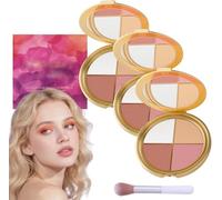 Glowjiu Glow Gallery Highlighting Eye & Cheek Palette, Metallic Shimmer Eye & Cheek Palette, Eyeshadow And Highlighter Makeup, 4-In-1 Highlight Shades Makeup for Blush (3pcs)