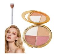 Glowjiu Glow Gallery Highlighting Eye & Cheek Palette,Metallic Shimmer Eye & Cheek Palette,Eyeshadow And Highlighter Makeup,4-In-1 Highlight Shades Makeup for Blush,M-akeup Palettes,Day Gifts (1PC)