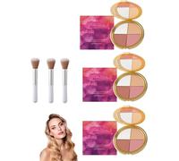 Glowjiu Glow Gallery Highlighting Eye & Cheek Palette, Waterproof Highlighting Blush & Eyeshadow Makeup, 4-in-1 Highlight Shades Makeup for Blush, Long-Lasting Wear for Daily & Party (3Pcs)