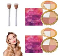 Glowjiu Glow Gallery Highlighting Eye & Cheek Palette, Waterproof Highlighting Blush & Eyeshadow Makeup, 4-in-1 Highlight Shades Makeup for Blush, Long-Lasting Wear for Daily & Party (2Pcs)