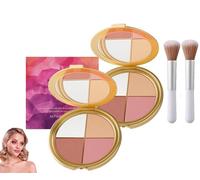 Glowjiu Glow Highlighting Eye & Cheek Palette,Metallic Shimmer Eye & Cheek Palette,Eyeshadow And Highlighter Makeup,4-In-1 Highlight Shades Makeup for Blush, Waterproof & Long-Lasting Wear (2Set)