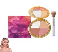 Glowjiu Glow Highlighting Eye & Cheek Palette,Metallic Shimmer Eye & Cheek Palette,Eyeshadow And Highlighter Makeup,4-In-1 Highlight Shades Makeup for Blush, Waterproof & Long-Lasting Wear (1Set)