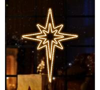 GLOWNOVA Large 43"x32" Twinkle Bethlehem Star Neon Motif Pre-lit 216 Super-Bright LED Outdoor Christmas Decoration with 11 Functions and Timer Waterproof for Outdoor Home Party Wall(Warm White)