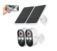 GlowPop 1080p Wireless Security Camera with Solar Panel, AI Human Detection, 2-Way Talk, Night Vision, Cloud Storage (Sold Separately), Battery Included, Home Security, 2.4GHz WiFi Only (2 Pack)