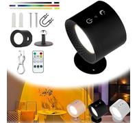 Glowright Smart Halo Lux Wall Lights - 360° Rotation Lamp, Magnetic, Black