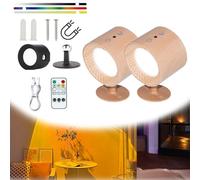 Glowright Smart Halo Lux Wall Lights - 360° Rotation Lamp, Magnetic Mounting (Wood*2)