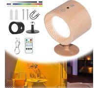 Glowright Smart Halo Lux Wall Lights - 360° Rotation Lamp, Magnetic Mounting (Wood)