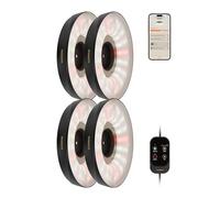 GLOWRIUM Grow Lights for Indoor Plants, Full Spectrum Puck Grow Light with Manual & APP Control, 32W(4 x 8W) Plant Lamp Auto-Timer, Plant Assistant 10 Levels Dimmable for Plant Shelf (4 Packs,Black)