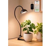 GLOWRIUM Smart Grow Lights for Indoor Plants,10W Full Spectrum LED Plant Light with 3/9/12 Timer,10 Dimmable Levels,Height Adjustable Grow Light with Base (Black)